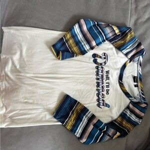 Trendy White and Multicolor Long Sleeve Tee
